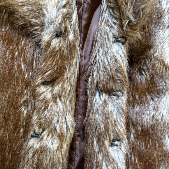 Brown Faux Fur Vest Soft Plush Shaggy Boho Winter Layer Medium - Picture 4 of 7